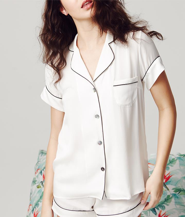 White Silk Sleepwear Set  